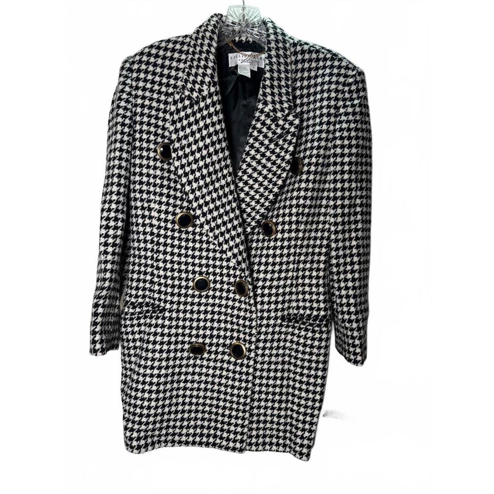 Lillie Rubin 80s 90s VTG Black White Houndstooth Shorts Blazer Suit Set - Picture 2 of 8